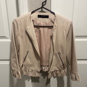 Zara pale pink leather jacket